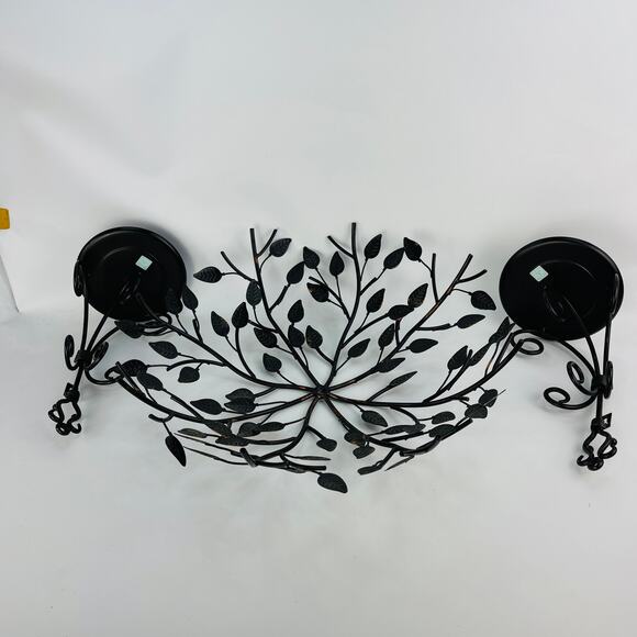 Party Lite Wall Sconces and Round Branch Leaf Wall Decor - Picture 1 of 7